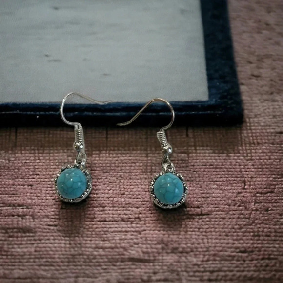 Turquoise Stone Boho Earrings - Picture 6 of 6